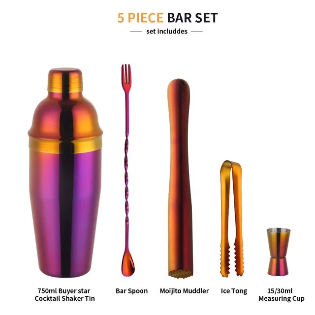 Set shaker de cocktail din metal de 750 ml