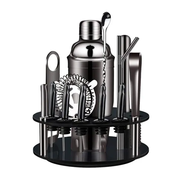 Set de cocktail negru cu suport