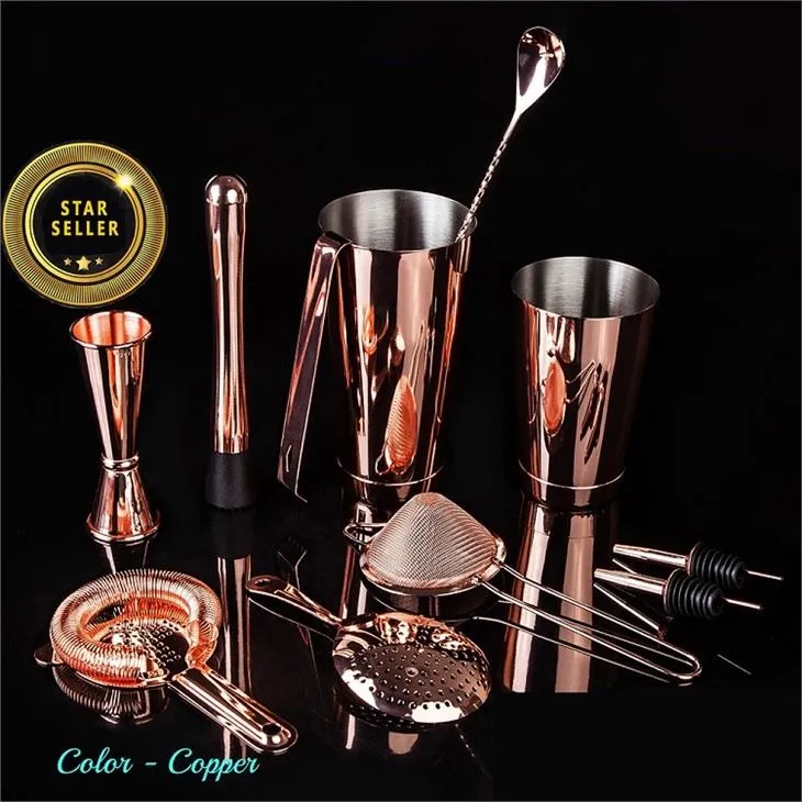 Set de preparare a cocktailurilor din metal cupru