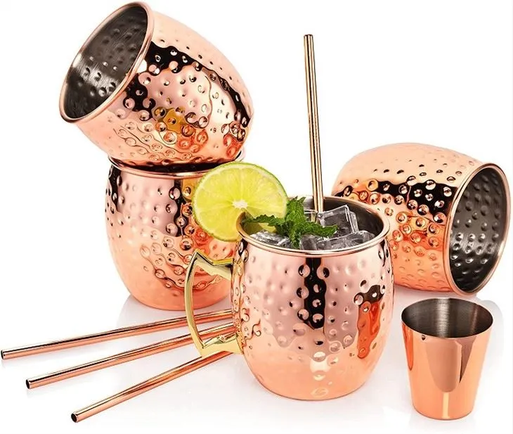 Căni de cupru din oțel inoxidabil cu paie